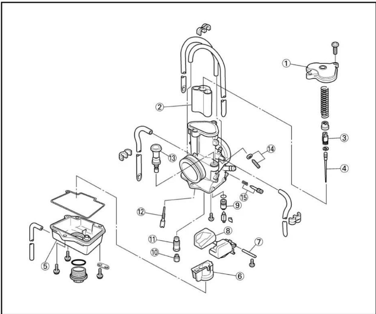 YAMAHA YZ125 (2000) - CARBURETOR DISASSEMBLY - 1