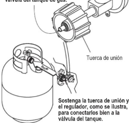 CHAR BROIL C23G3 - Como conectar el regulador al tanque de gas propano - 3