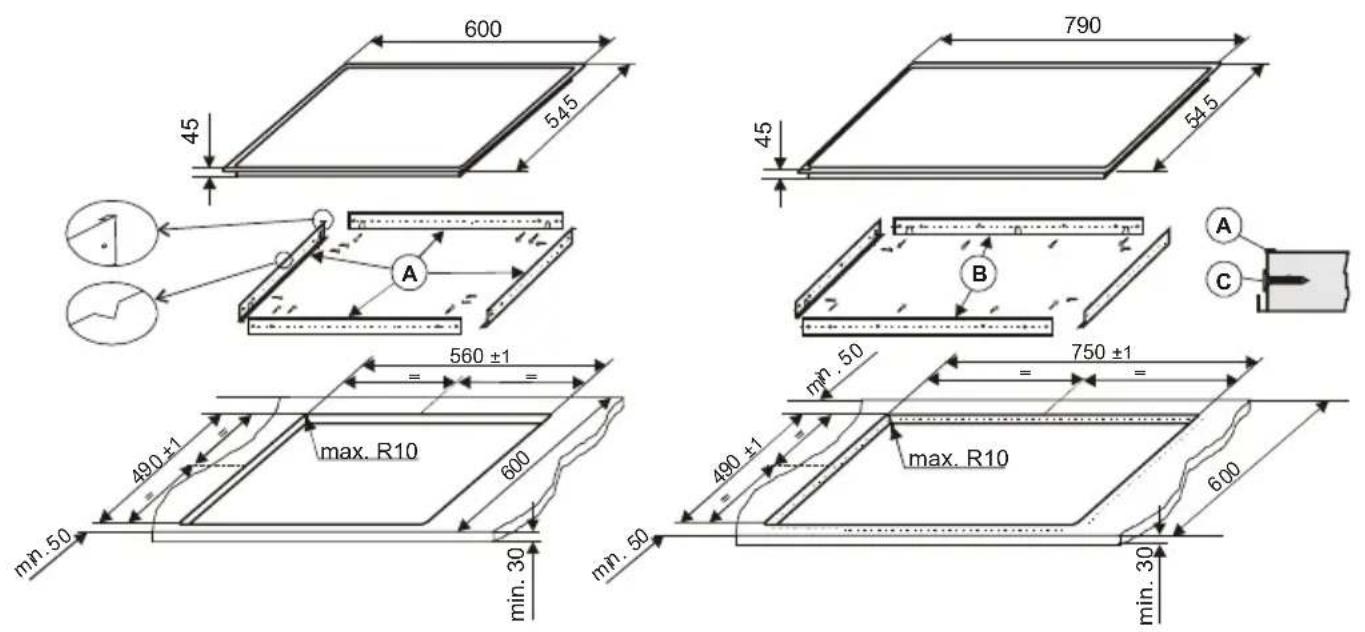 BAUKNECHT EKA 6486 - 2- Encastrement des tables de cuisson dans les revêtements en marbre ou en bois - 1