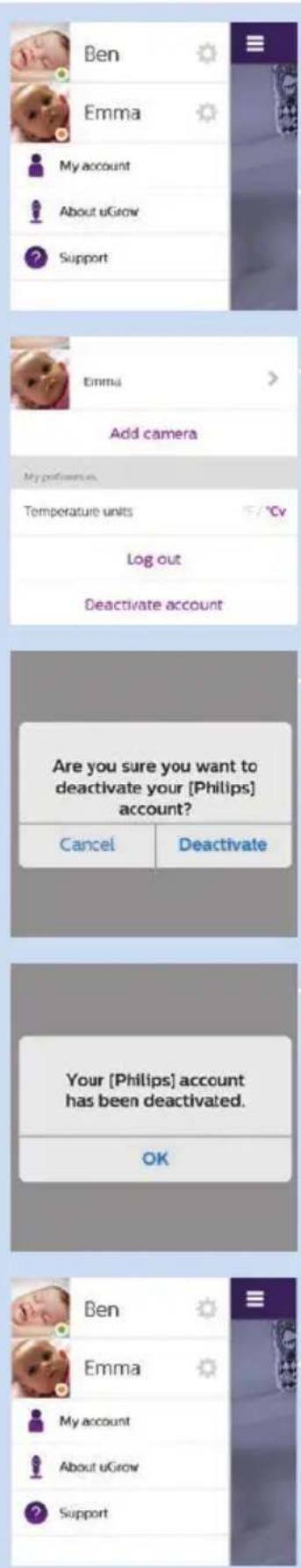 PHILIPS AVENT SCD870 - Desactivar a sua conta de utilizador - 1