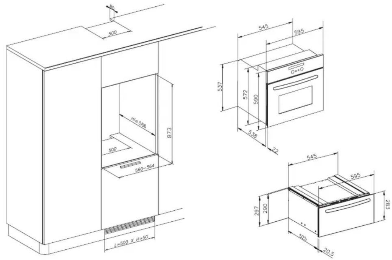 KITCHENAID KSDX 1410 - Encastrement de l'appareil (selon le modele) - 2