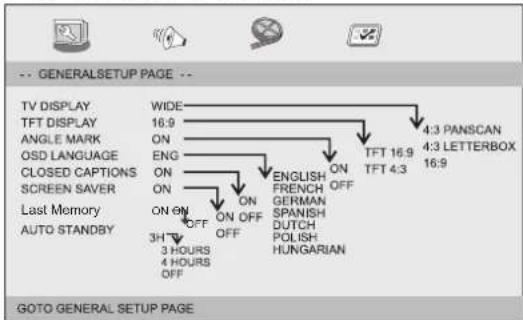 LENCO DVP939 - Page de configuration Général - 1