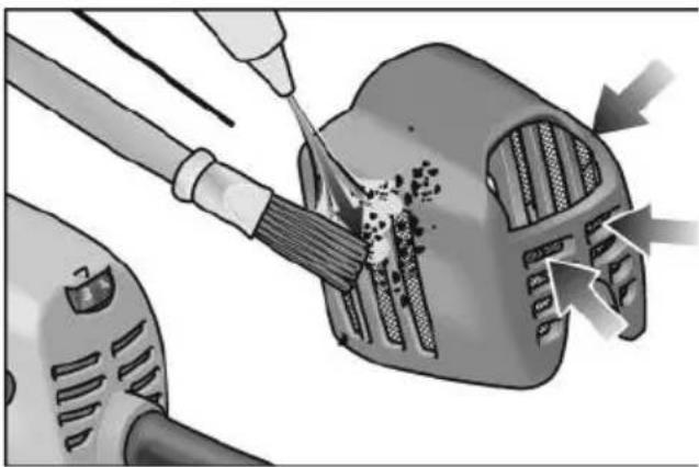 Flex BSE 143 100 Set - Limpiar la rejilla metálica de las rendijas de ventilación con un pincel. - 1