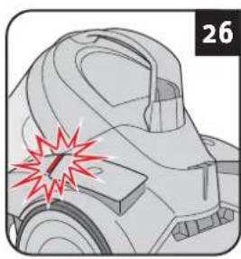 DIRT DEVIL CP24 - Emptying the dust container and cleaning the motor protection filters - 1