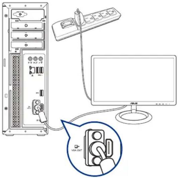 ASUS VivoPC K20CE - 외부 모니터를 온보드 디스플레이 출력 포트를 사용하여 연결하려면 다음과 같이 하십시오. - 1