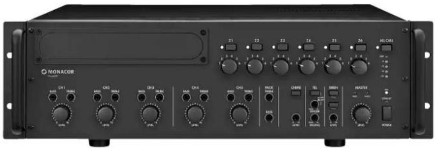 Monacor PA6600 - ELA-Mischverstärker für 6 Zonen PA Mixing Amplifier for 6 Zones - 1