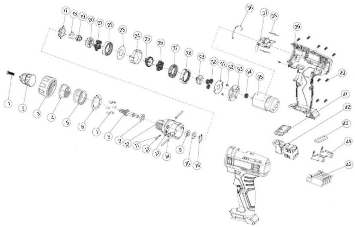 Ferm CDM1119 - Exploded view - 1