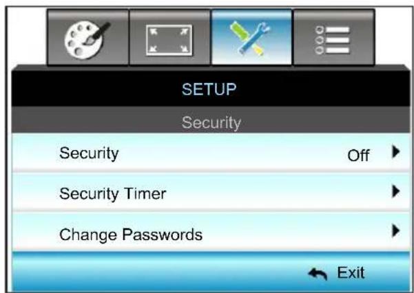 OPTOMA X319UST - SETUP / Security - 1