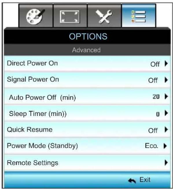 OPTOMA X319UST - OPTIONS / Advanced - 1