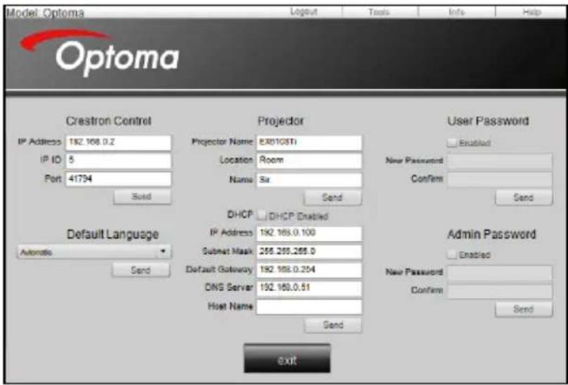 OPTOMA X319UST - Tool Page - 1