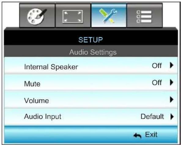 OPTOMA X319UST - SETUP / Audio Settings - 1