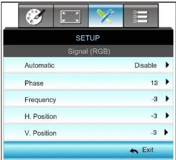 OPTOMA X319UST - SETUP / Signal (RGB) - 1
