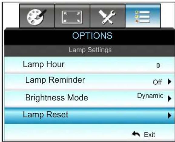 OPTOMA X319UST - OPTIONS / Lamp Settings - 1