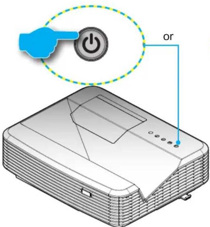 OPTOMA X319UST - Powering On the Projector - 2