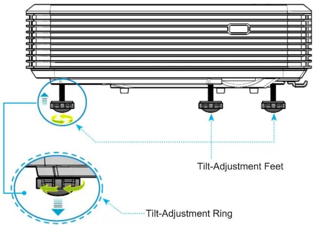 OPTOMA X319UST - Adjusting the Projector's Height - 1