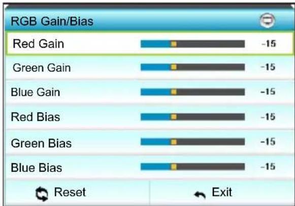OPTOMA X319UST - RGB Gain/Bias - 1