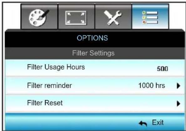 OPTOMA X319UST - OPTIONS / Filter Settings - 1