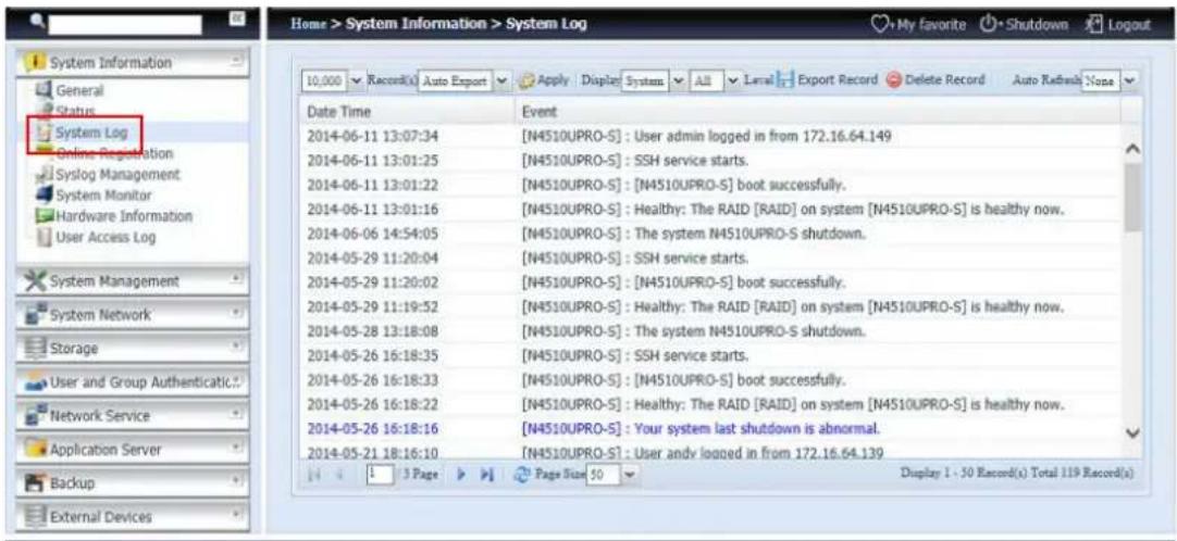 Thecus Thecus N12850 - Logs - 1