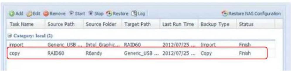 Thecus Thecus N12850 - Import (Importation) : En cliquant sur "Import" (Importer), l'écran ci-dessous s'affichera. - 16