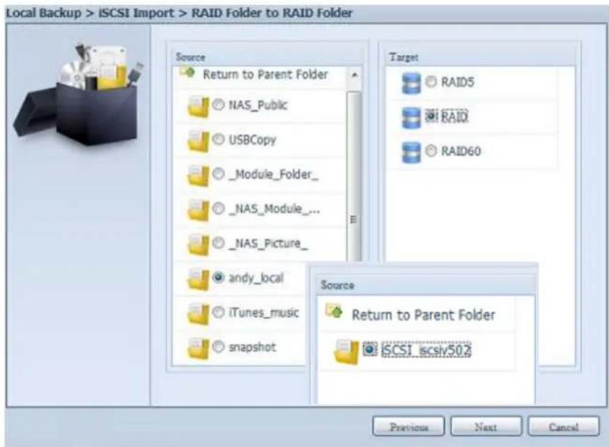 Thecus Thecus N12850 - Import (Importation) : En cliquant sur "Import" (Importer), l'écran ci-dessous s'affichera. - 34