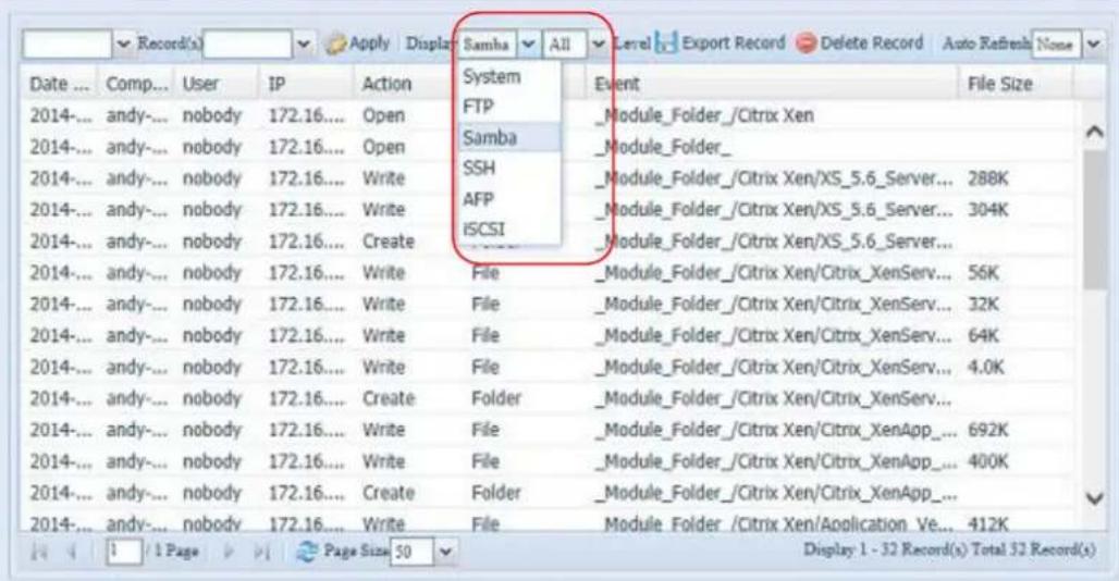 Thecus Thecus N12850 - logs d'accès utilisateurs - 1