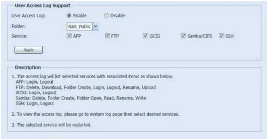 Thecus Thecus N12850 - Les logs d'accès utilisateurs (Journal d'accès des utilisateurs) - 1
