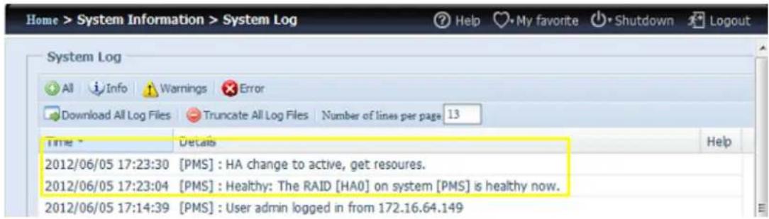 Thecus Thecus N12850 - Conditions pour lesquelles le serveur secondaire prendra le rô le du serveur actif : - 1
