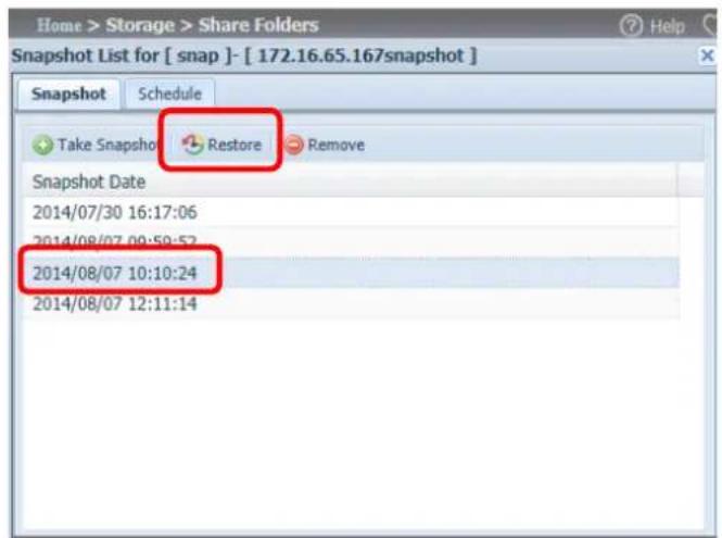 Thecus Thecus N12850 - Restauration d'un Snapshot - 1
