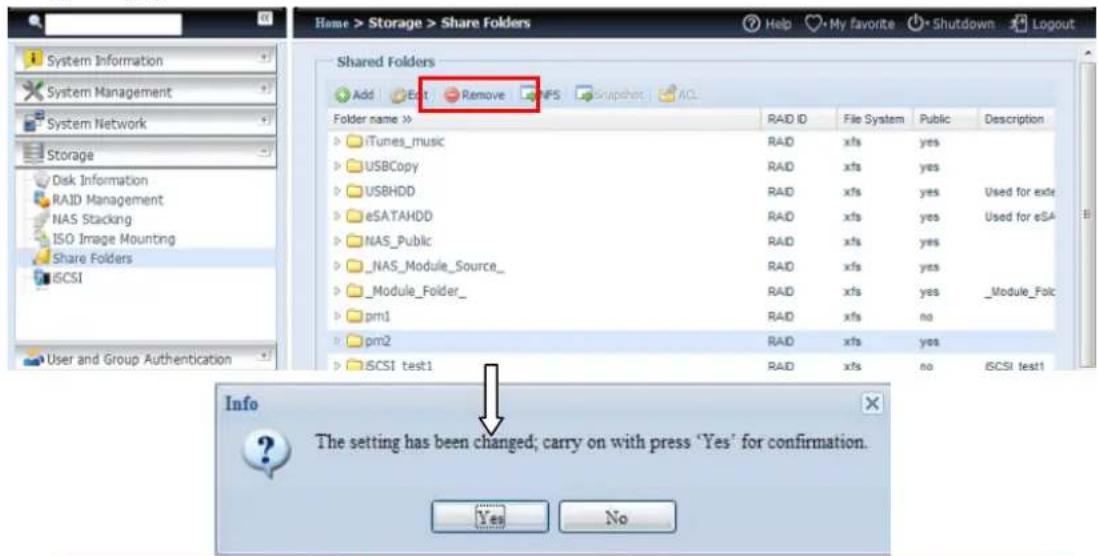 Thecus Thecus N12850 - Supprimer des dossiers - 1