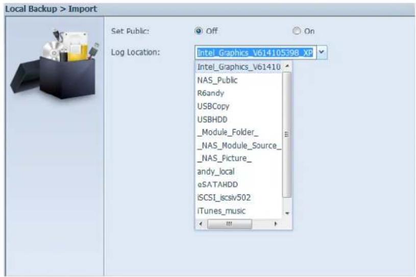Thecus Thecus N12850 - Import (Importation) : En cliquant sur "Import" (Importer), l'écran ci-dessous s'affichera. - 4