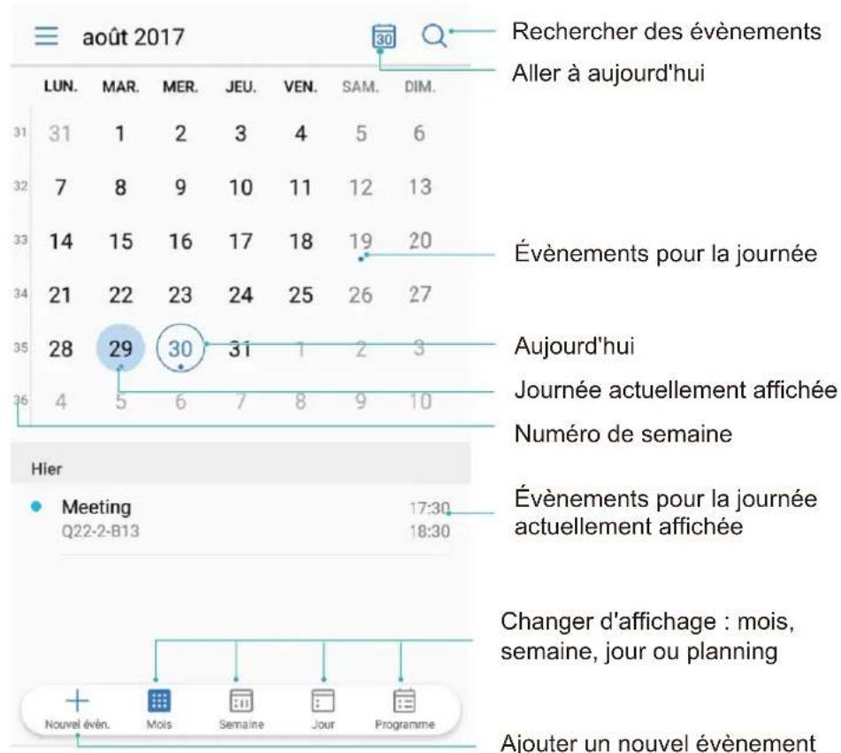 HUAWEI Y7 - Parcourir Agenda - 1