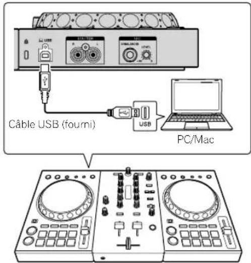 PIONEER DDJ400 - Raccordez votre PC/Mac à l'appareil via un cable USB. - 1