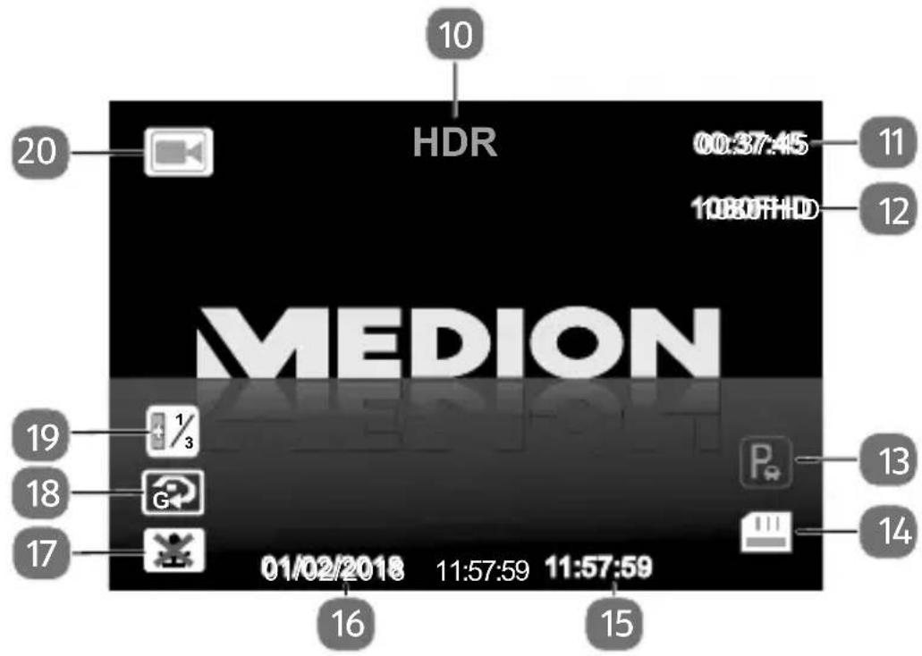MEDION E49018 - Voorbeeld van displayweergave in de videomodus - 1