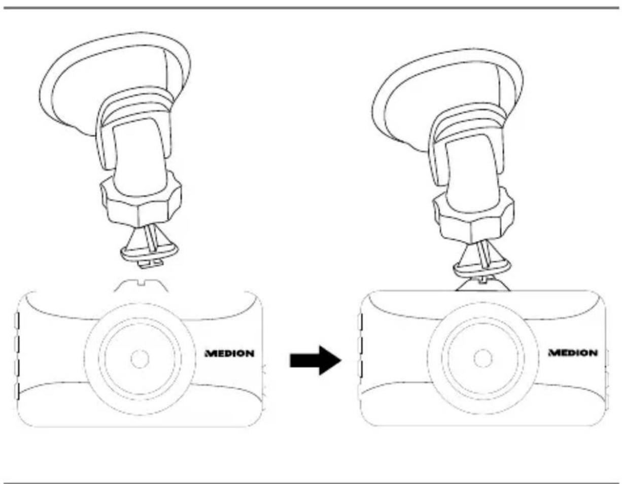 MEDION E49018 - Bevestiging en afstelling van de dashcam aan de autoruit - 1
