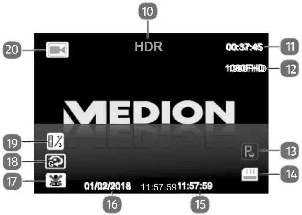 MEDION E49018 - Beispiel der Displayanzeige im Videomodus - 1