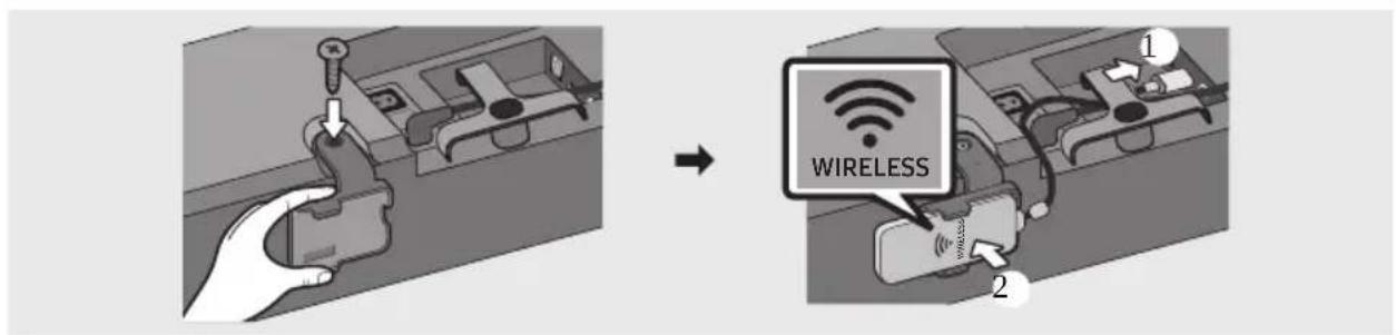 SAMSUNG SWAW700 - Collegare l'unità principale della Soundbar al dongle wireless - 1
