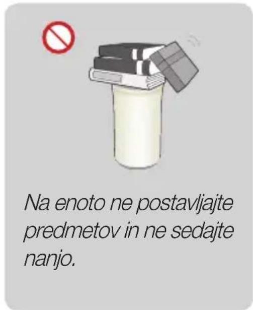 Na enoto ne postavljajte predmetov in ne sedajte nanjo.