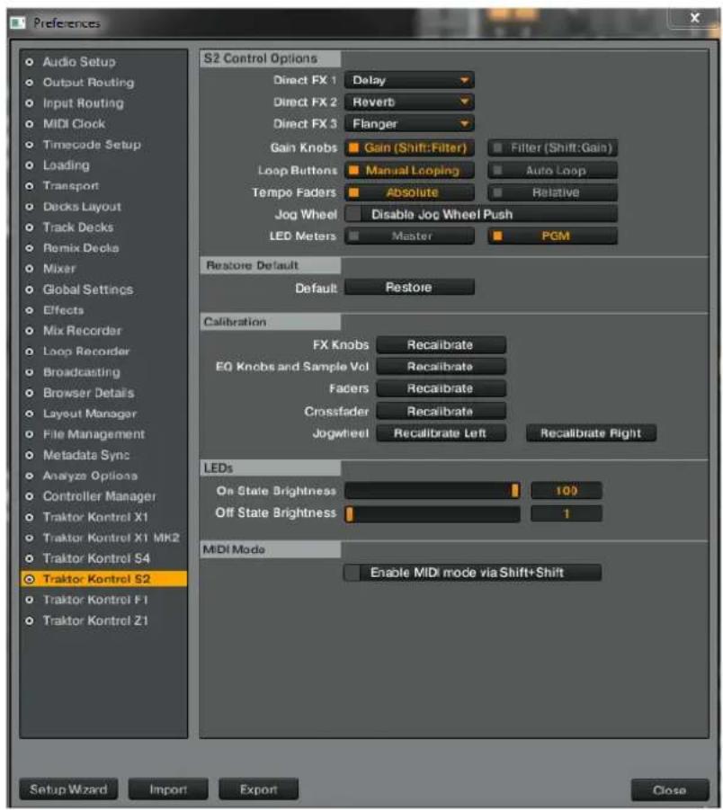 NATIVE INSTRUMENTS Traktor Kontrol S2 MK2 - Réglages et Préférences pour les éléments de contrôle du S2. - 2