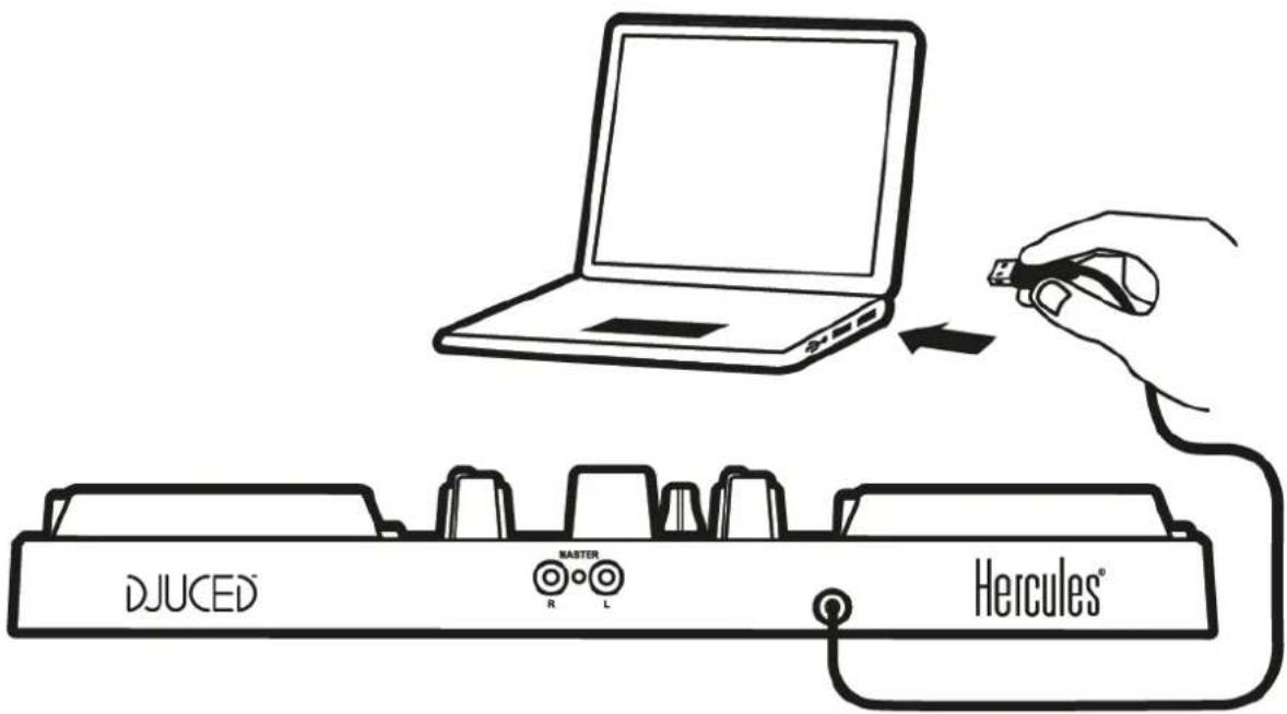 HERCULES DJControl Inpulse 200 - Branchement sur l'ordinateur (connexion USB) - 1