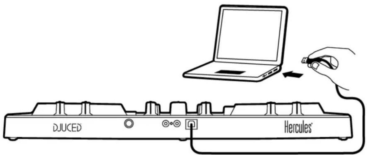 HERCULES DJControl Inpulse 300 - Branchement sur l'ordinateur (connexion USB) - 1