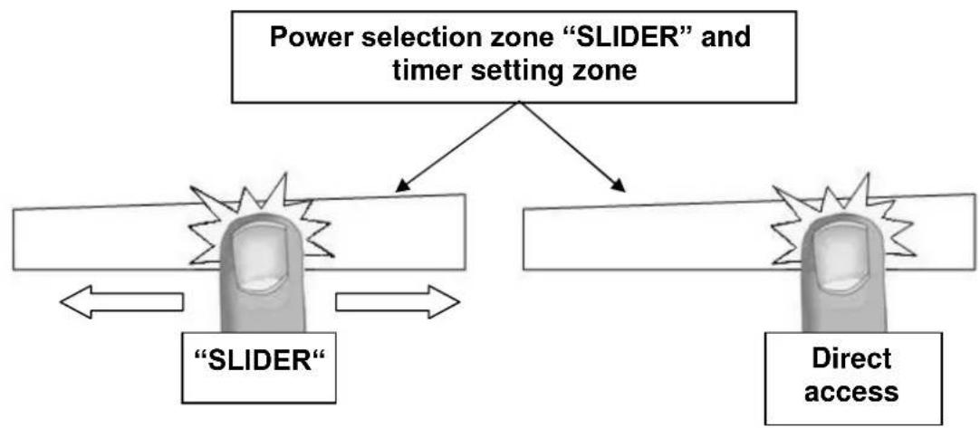 NOVY Flex Zone 1700 - Power selection zone "SLIDER" and timer setting zone - 1
