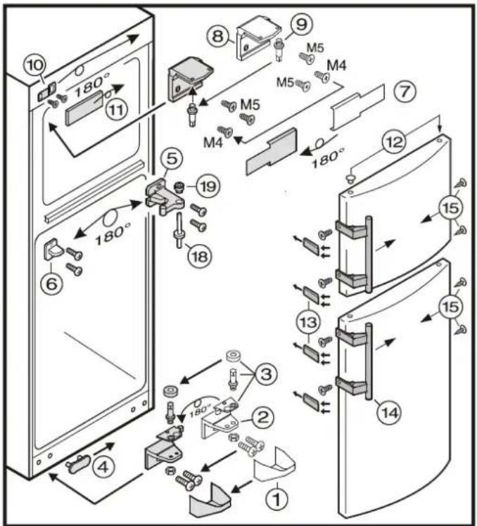 FRANKE FCT 4101 N XS - Changing over door hinges - 2