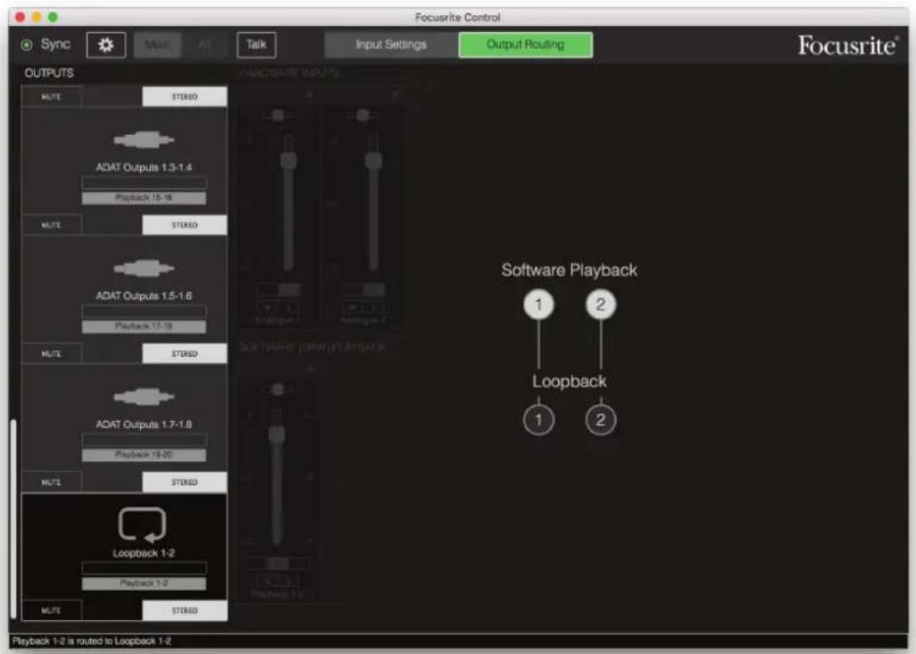 FOCUSRITE Scarlett 8i6 - Emploi de la fonction de renvoi (Loopback) - 1
