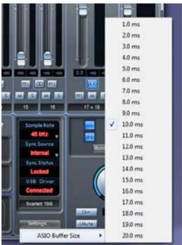 FOCUSRITE Scarlett 18i8 - Menu Settings (réglages) - 2