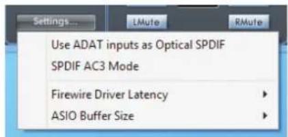 FOCUSRITE Saffire PRO 26 - Menu Settings (réglages) - 1