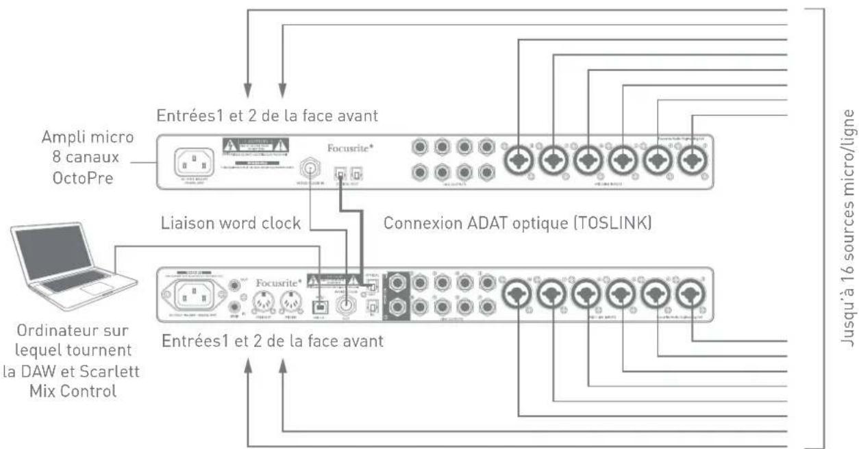 FOCUSRITE Scarlett 18i20 - Emploi des connexions ADAT - 1