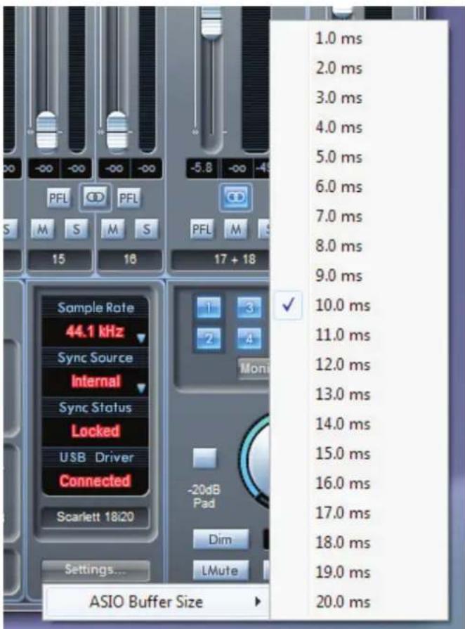FOCUSRITE Scarlett 18i20 - Menu Settings (réglages) - 2