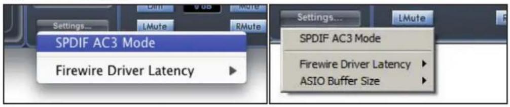 FOCUSRITE Saffire PRO 14 - Menu Settings (réglages) - 1