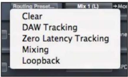 FOCUSRITE Saffire PRO 14 - Routing Presets (Routages préréglés) - 1