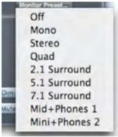 FOCUSRITE Saffire PRO 40 - Menu déroulant de préréglages d'écoute (Monitor Preset) - 1